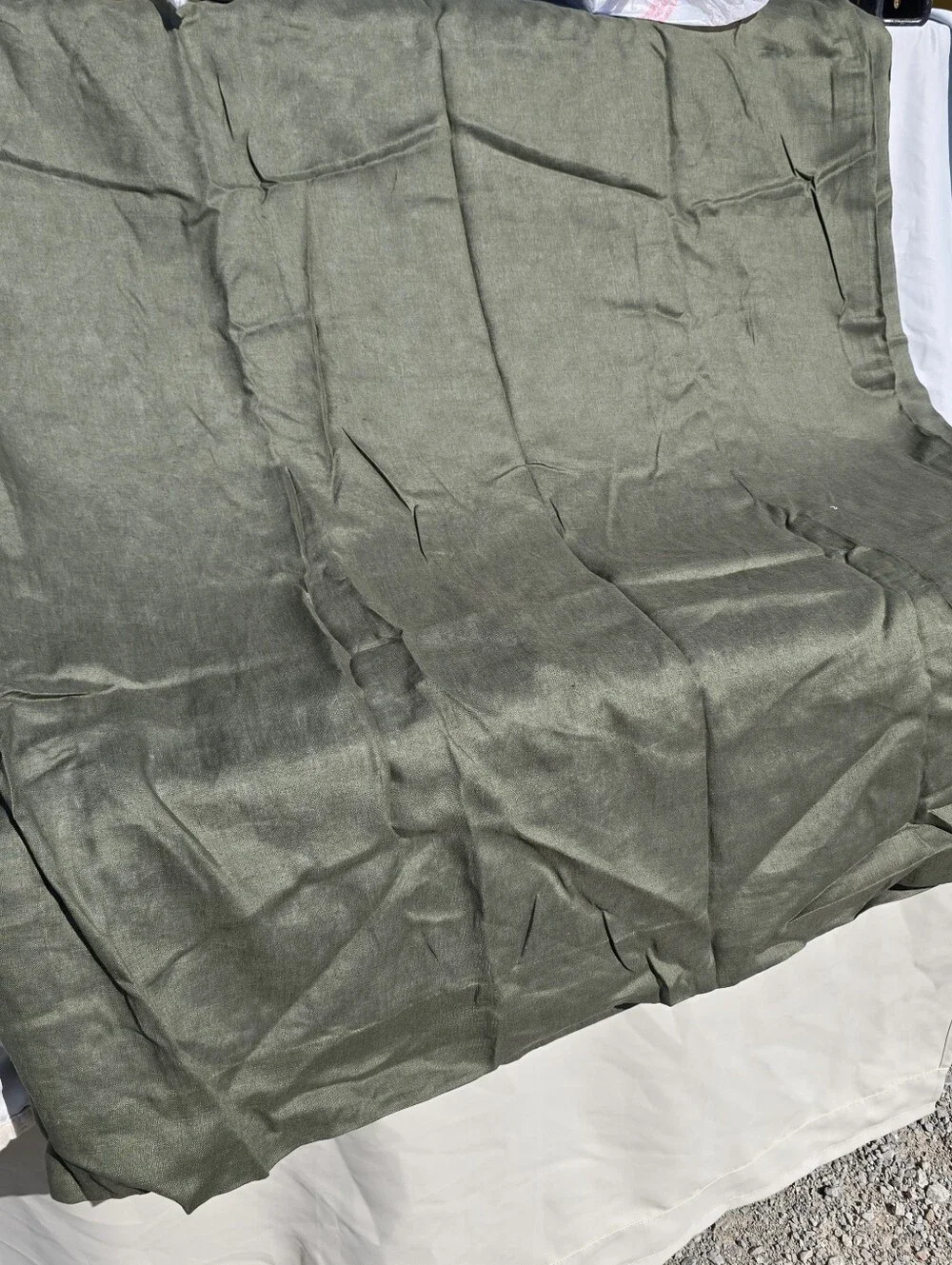 Quince 96x108 European Linen Room Darkening Curtain Panel Hunter Green 96